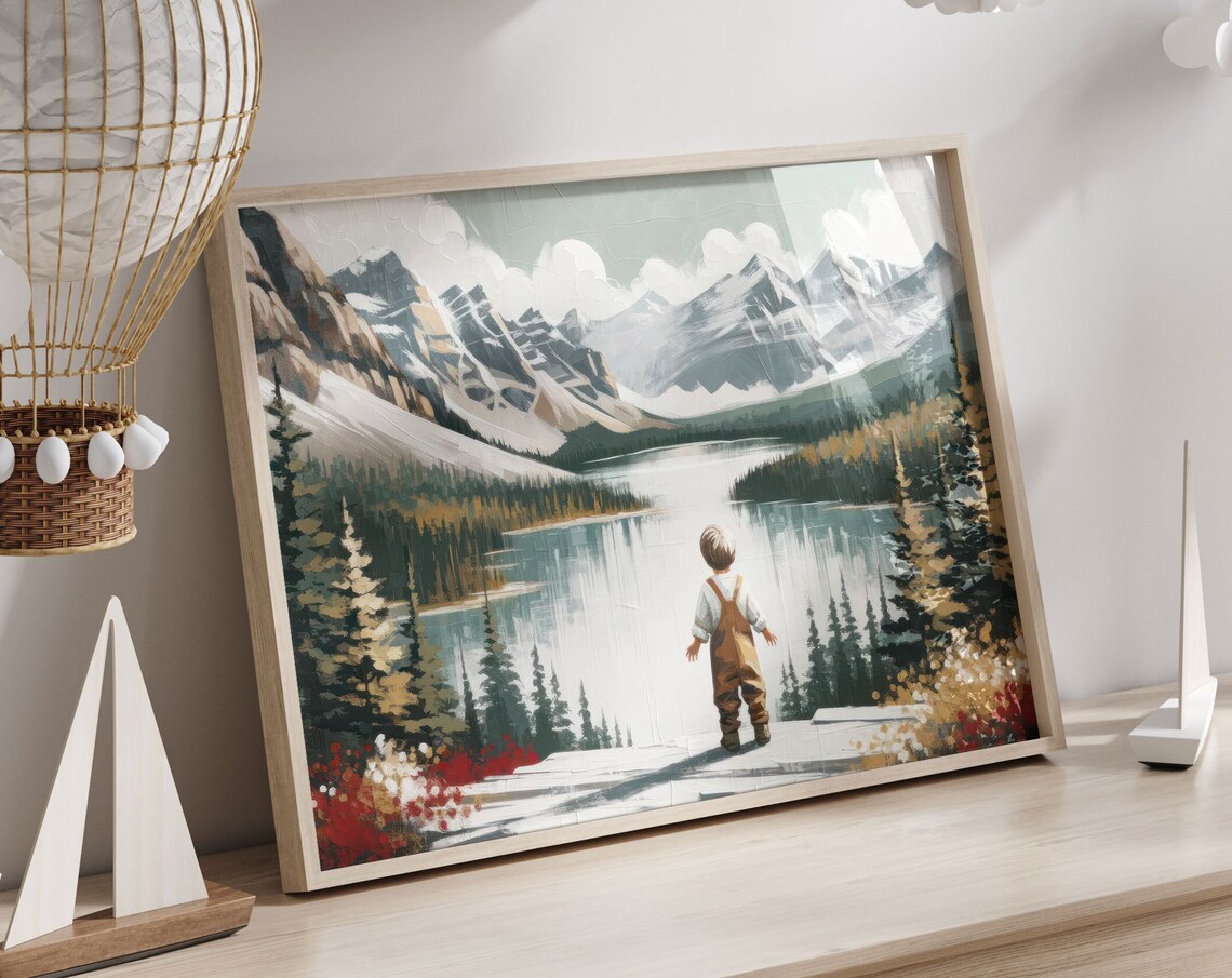 Adventure Boy Vintage Nursery Mountain Art Print - Image 2
