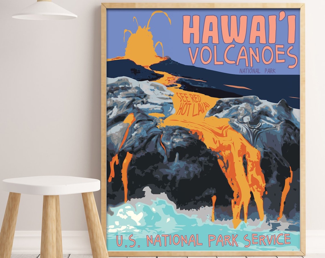 Hawaii Volcanoes National Park Style Travel Poster