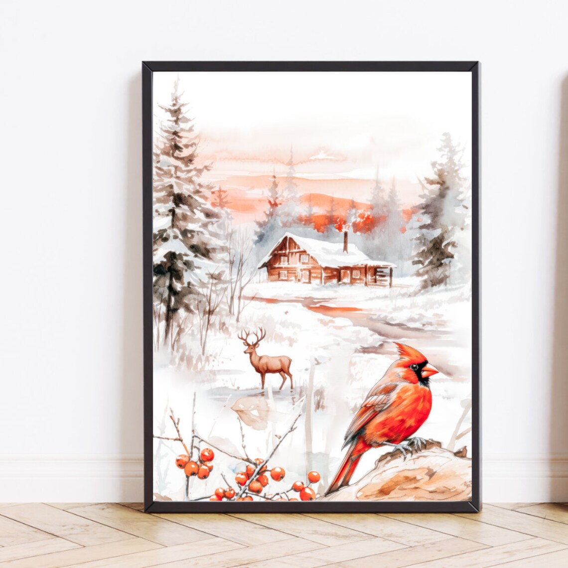 Winter Forest Print, Vintage Winter Decor - Image 2