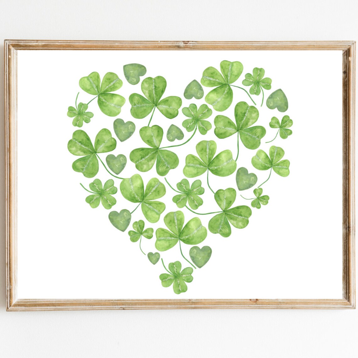 Shamrock Heart Watercolor Poster St Patricks Day Irish Decor