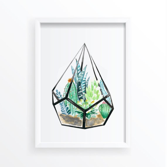 Terrarium Botanical Illustration Art Print
