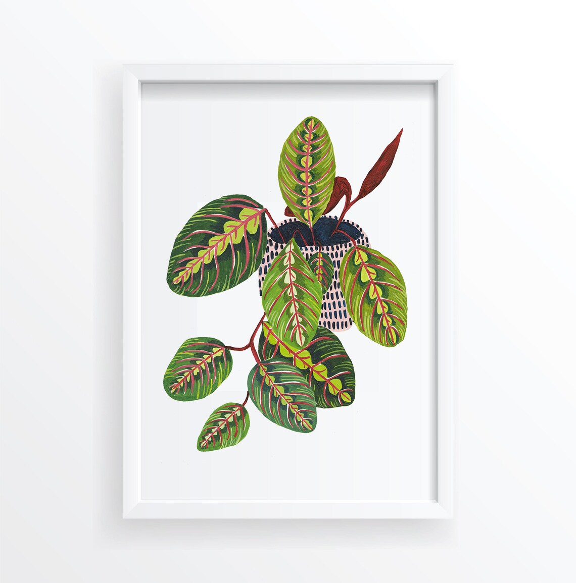Prayer Plant Botanical Illustration, Bathroom Wall Decor