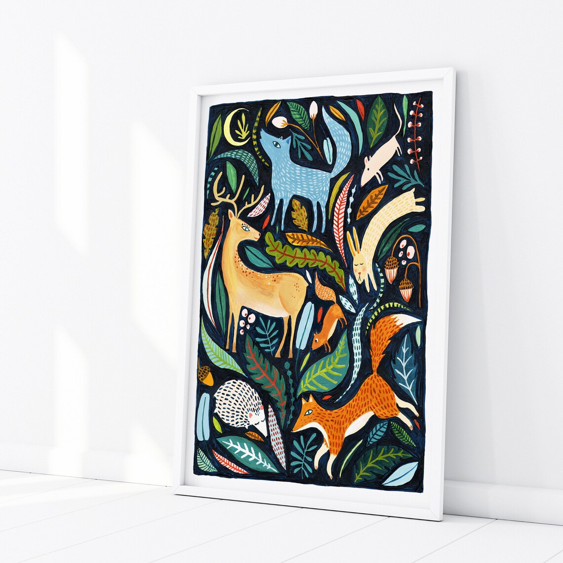 Woodland Animals Folk Nursery Decor Art Print - Image 3