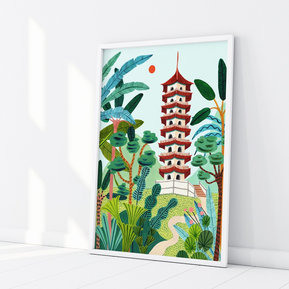 Singapore Chinese Garden Pagoda Travel Print - Image 3