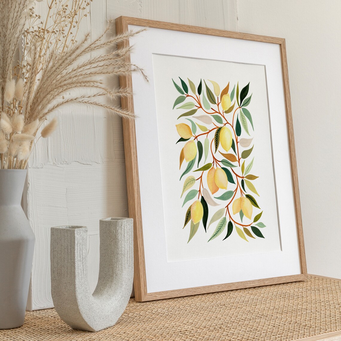 Lemon Blooms Botanical Art Print, Farmhouse Kitchen - Image 4