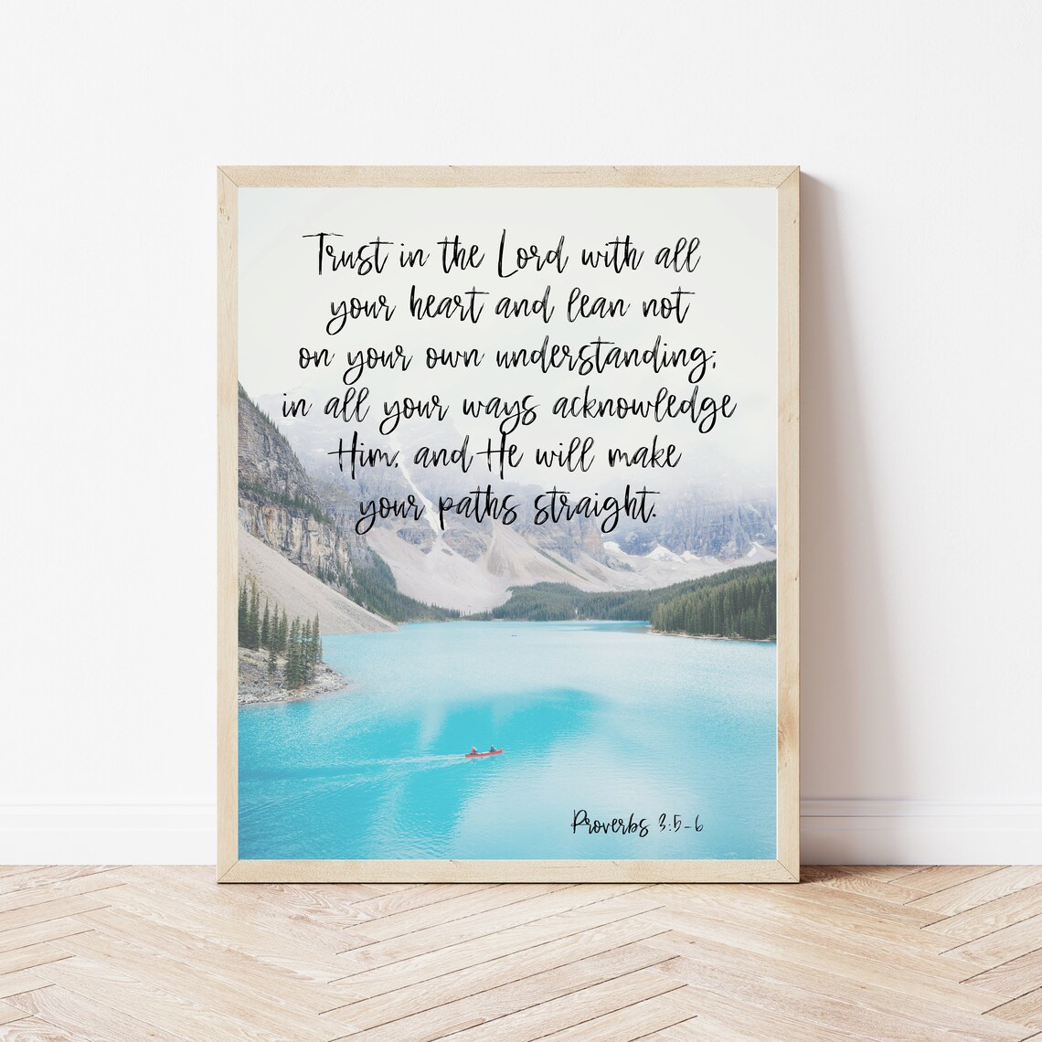Trust in the Lord Proverbs 3:5-6 Turquoise Lake Mountain Faith Poster