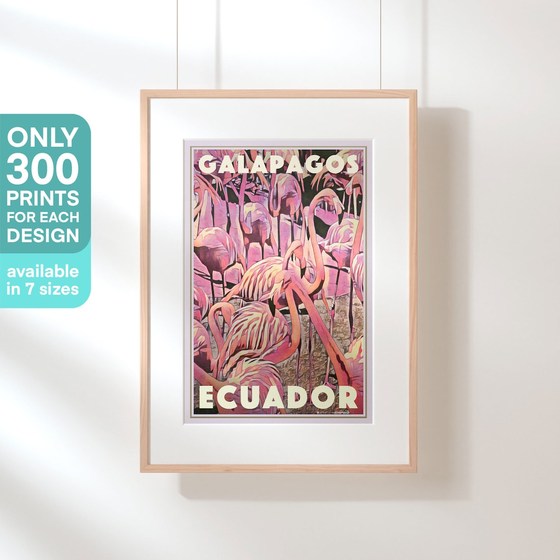 Galapagos Ecuador Vintage Travel Poster With Pink Flamingos Wildlife - Image 3