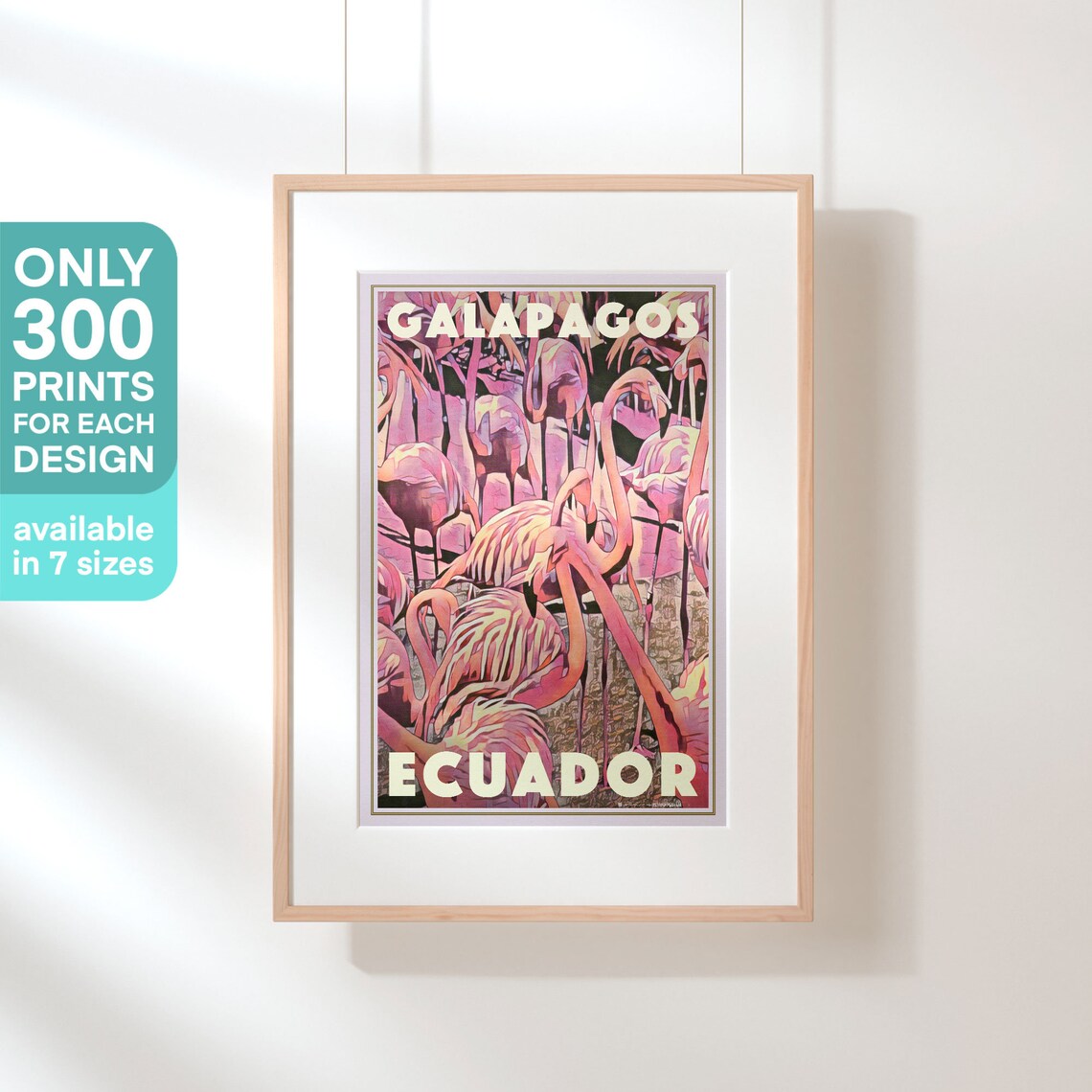 Galapagos Poster Flamingos By Alecse Limited Edition Ecuador Travel Poster Galapagos Gallery Wall Print Of Ecuador Flamingo Decoration - Image 3