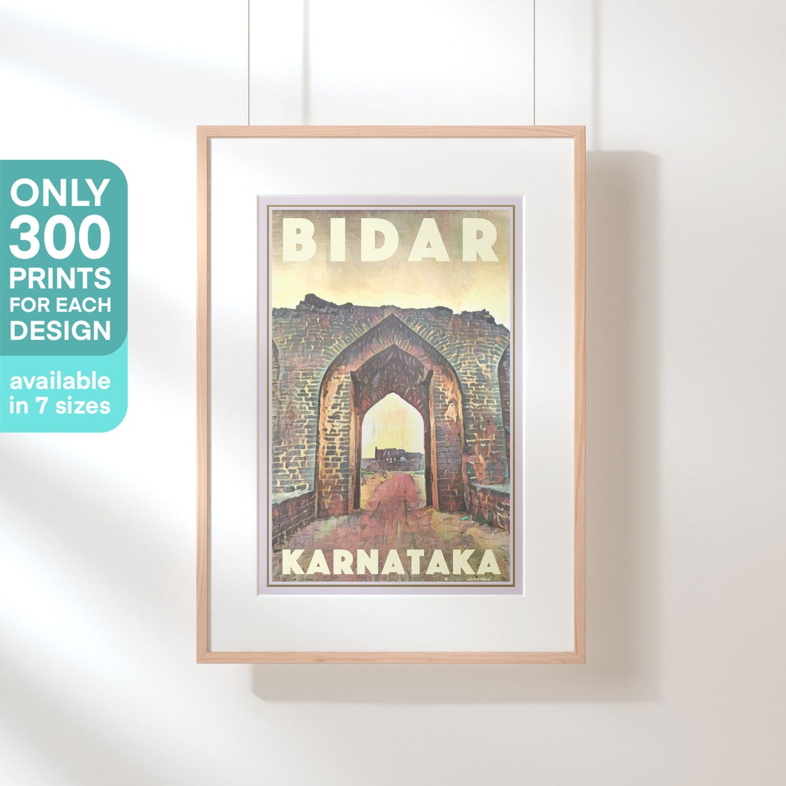 Bidar Karnataka Vintage Travel Poster With Ancient Stone Fort Gate - Image 3