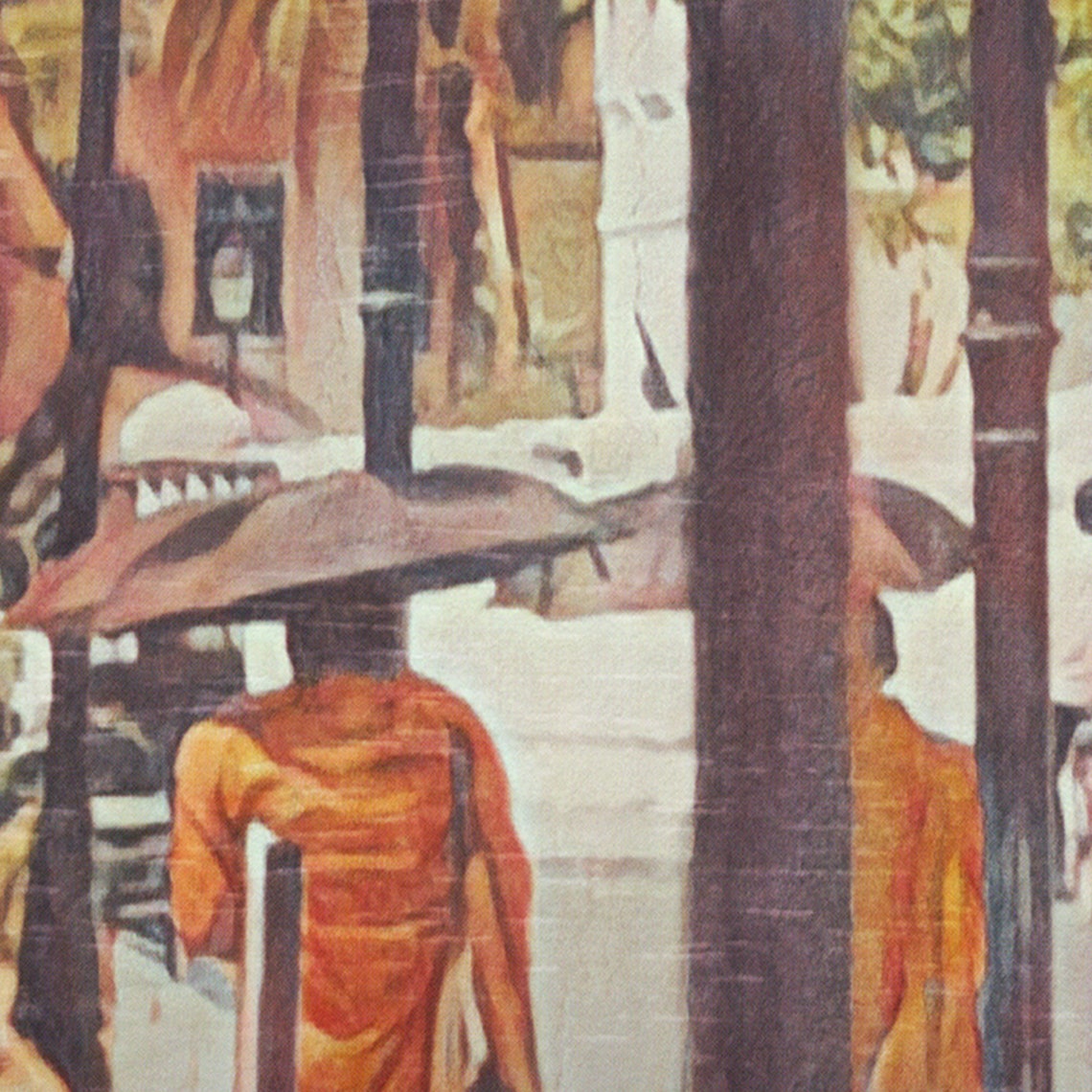 Luang Prabang Monks Street Lamp Lit Vintage Laos Travel Poster - Image 4