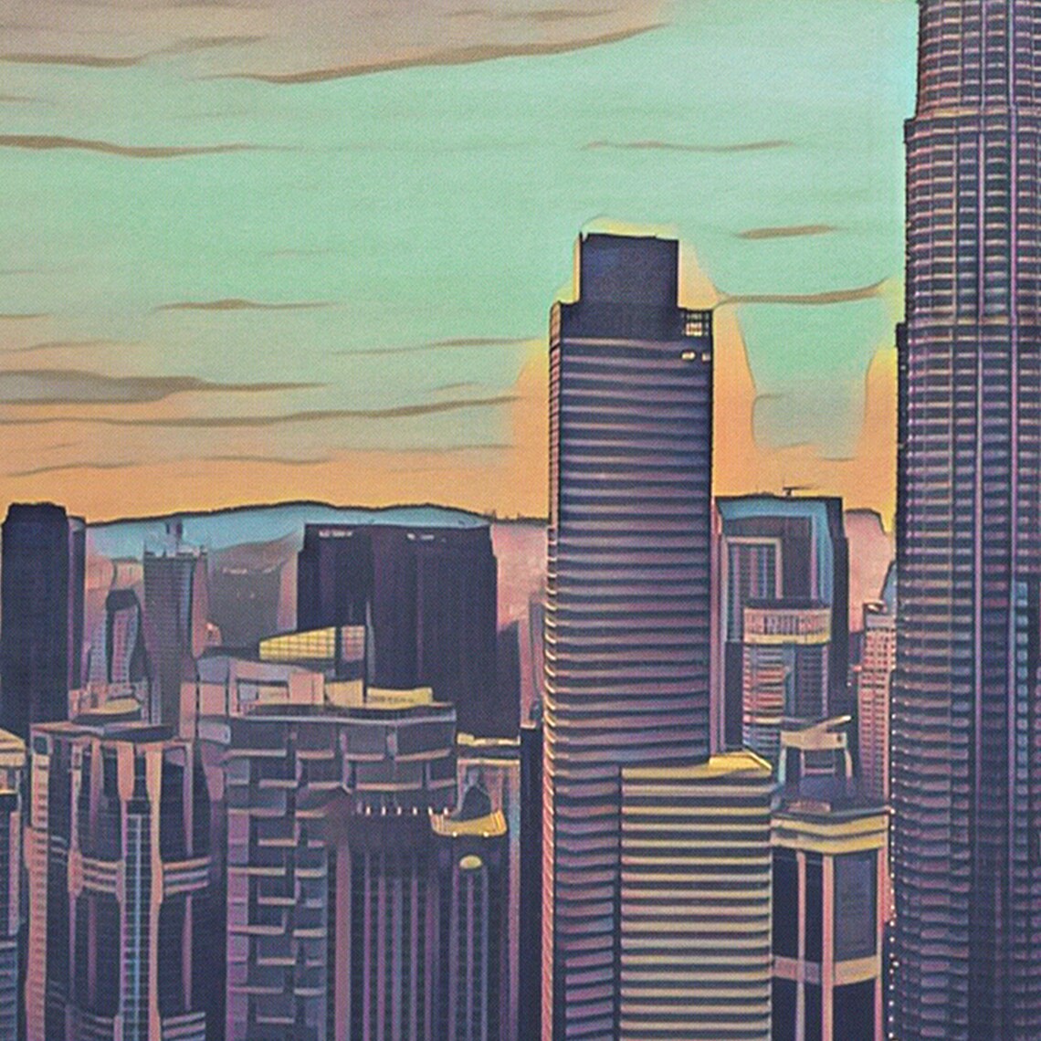 Kuala Lumpur Petronas Twin Towers Skyline Travel Poster Malaysia - Image 4