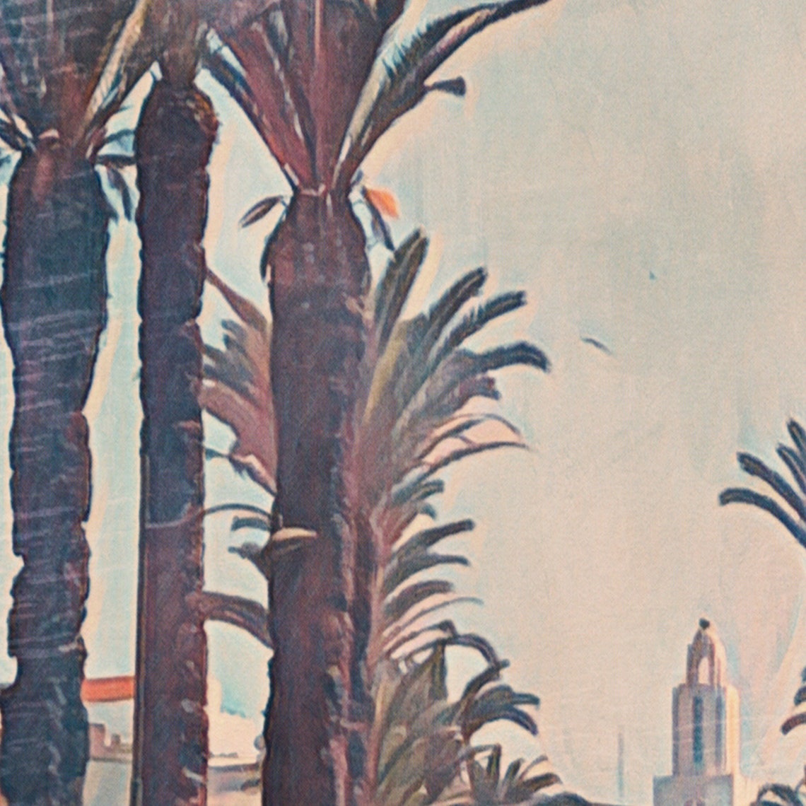 Casablanca Maroc Palm Lined Boulevard Vintage Morocco Travel Poster - Image 4
