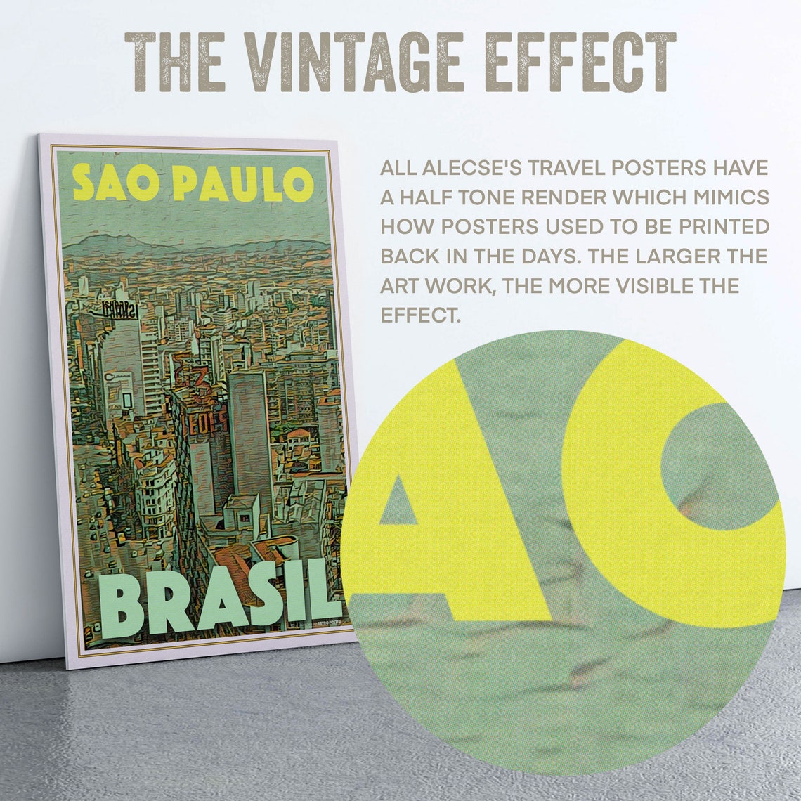 Sao Paulo Brasil Sprawling Cityscape Panorama Vintage Travel Poster - Image 2