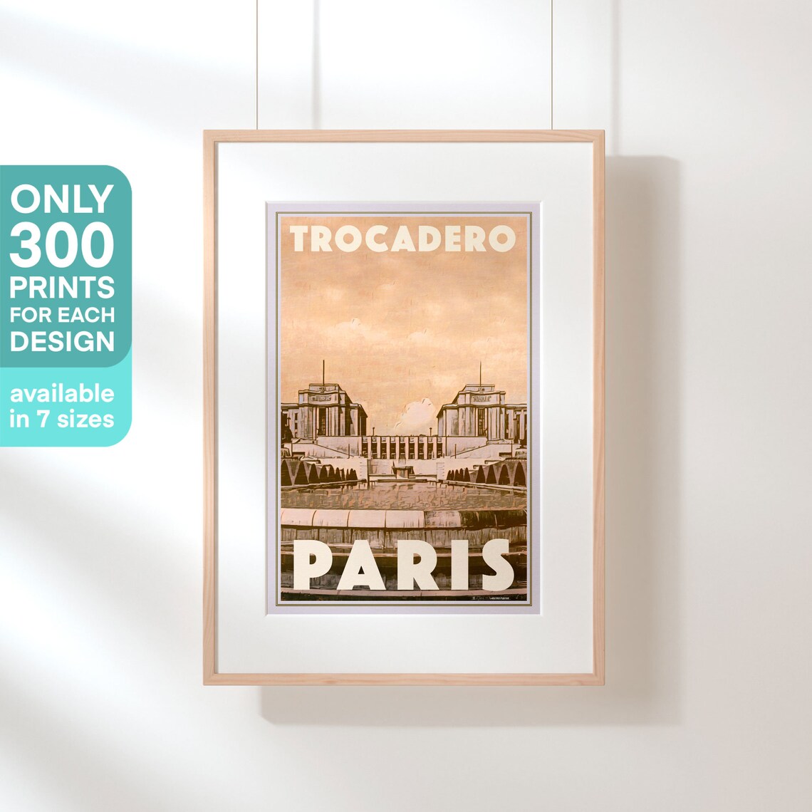 Trocadero Paris Peach Vintage Palais de Chaillot Travel Poster - Image 3