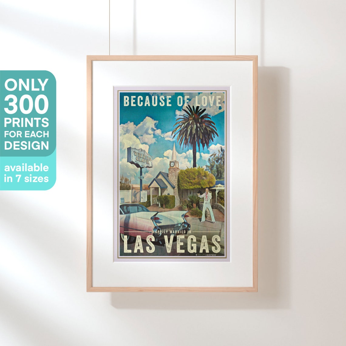 Las Vegas Poster Because Of Love By Alecse Limited Edition Las Vegas Wedding Poster Gallery Wall Print Of Graceland Wedding Anniversary - Image 3