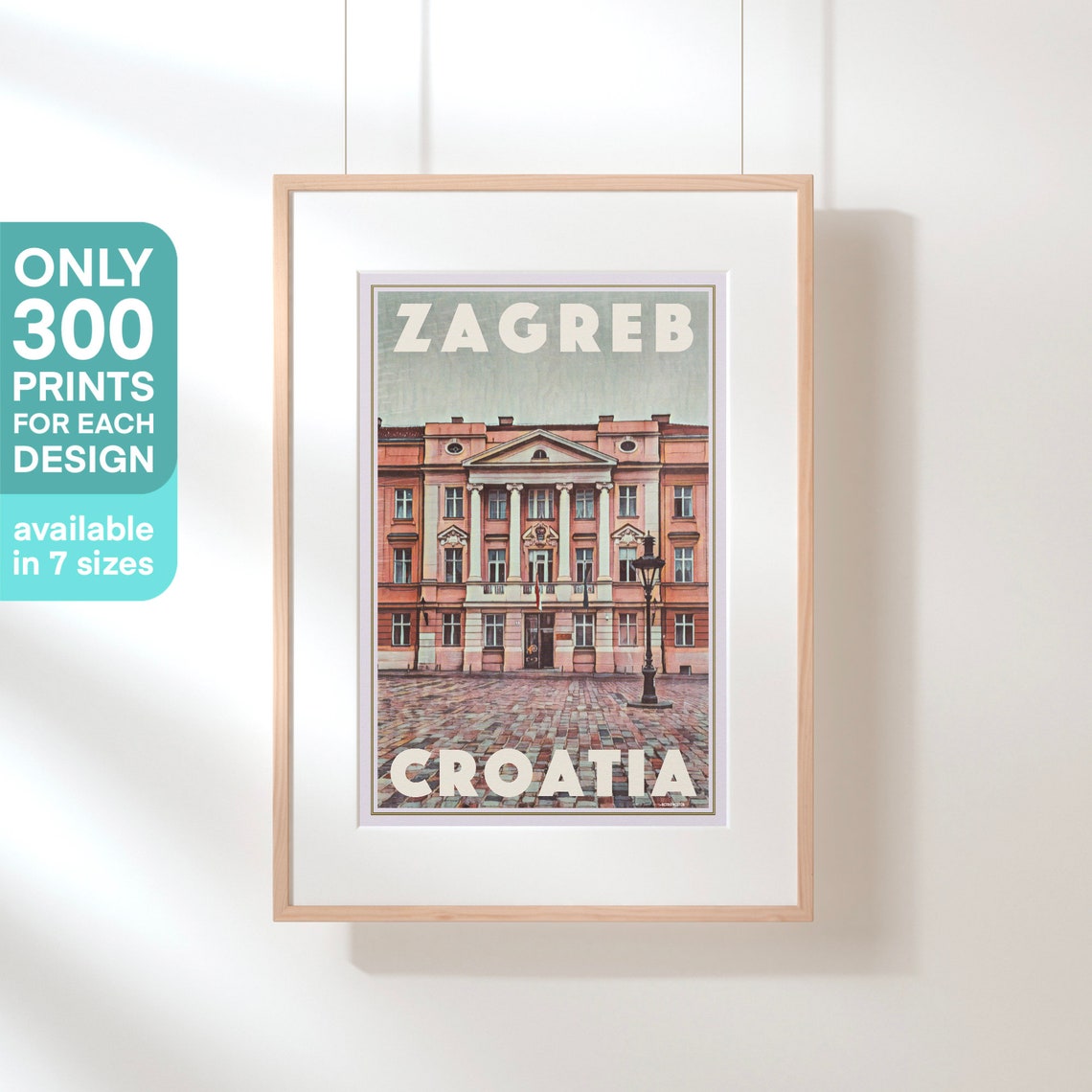 Zagreb Croatia Neoclassical Palace Square Vintage Travel Poster - Image 3