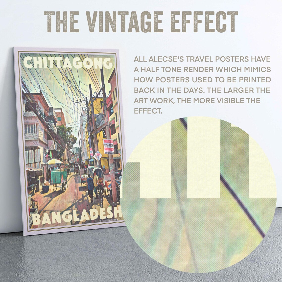 Chittagong Bangladesh Vintage Travel Poster With Rickshaw Street Scene - Image 2