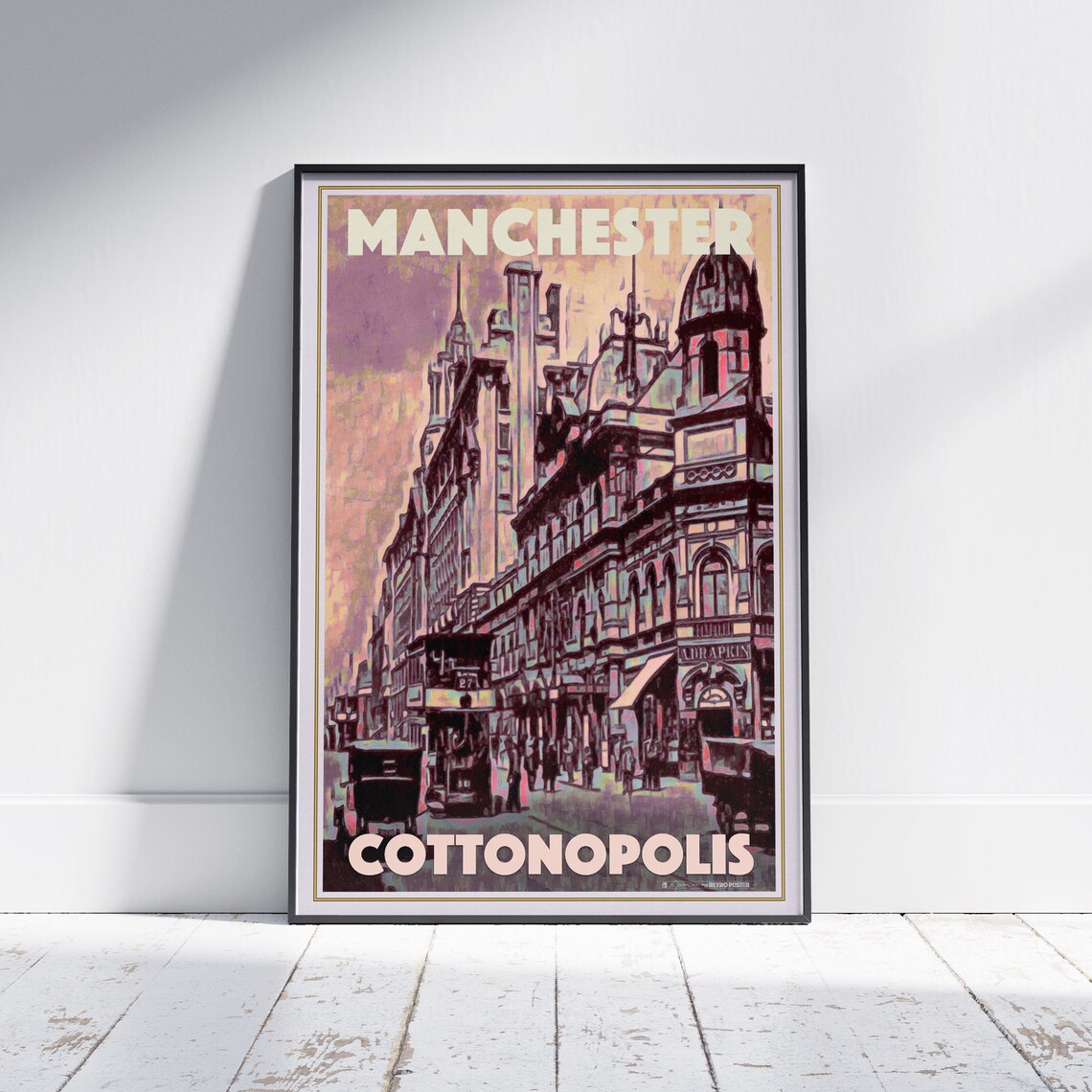 Manchester Cottonopolis Historic Victorian Street Scene Travel Poster