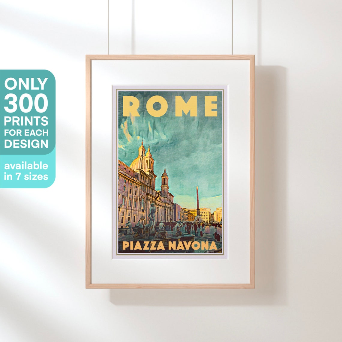 Rome Poster Piazza Navona By Alecse Limited Edition Italy Travel Poster Classic Rome Print Of Navona Square Poster Poster Of Rome - Image 3