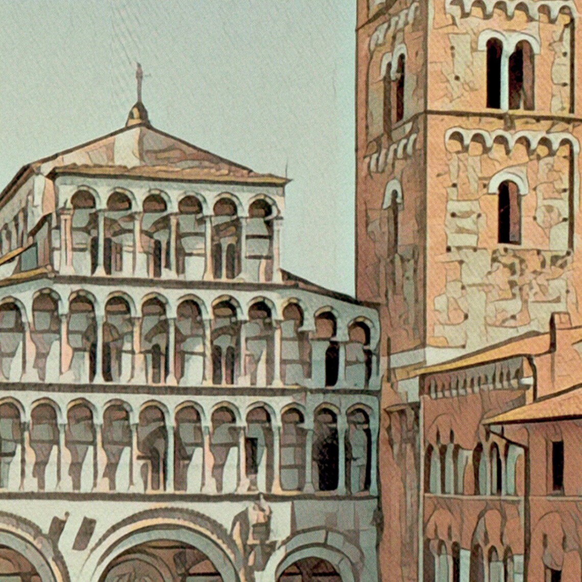 Lucca Poster San Michele By Alecse Limited Edition Lucca Print Italy Travel Poster Tuscany Poster Italy Travel Wall Print Of Lucca - Image 4