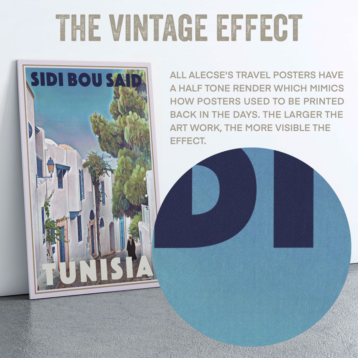 Sidi Bou Said Tunisia Blue White Old Street Retro Travel Poster - Image 2