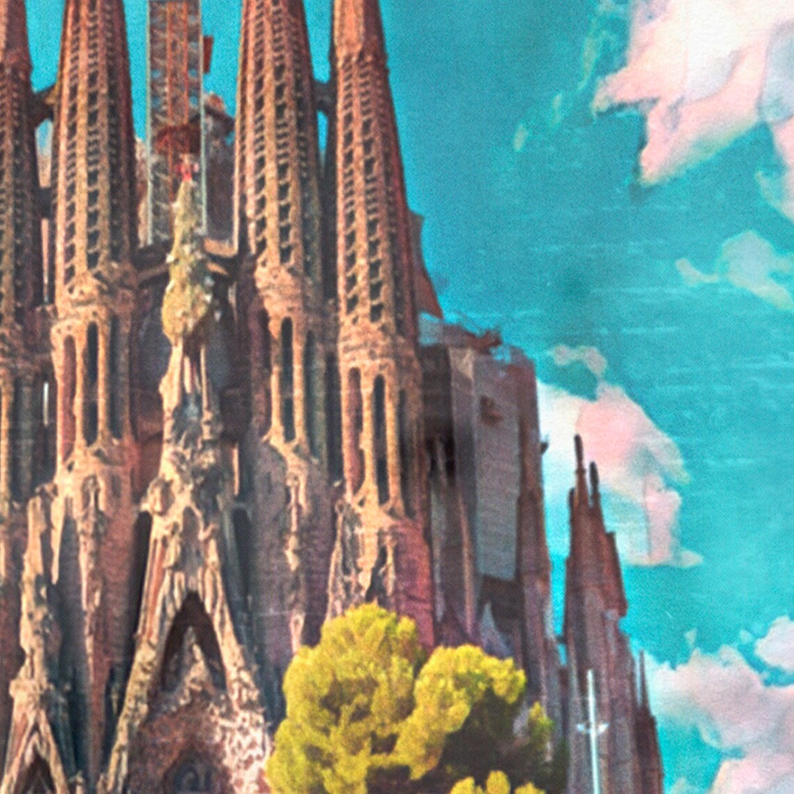 La Sagrada Familia Barcelona Gaudi Basilica Retro Travel Poster - Image 4