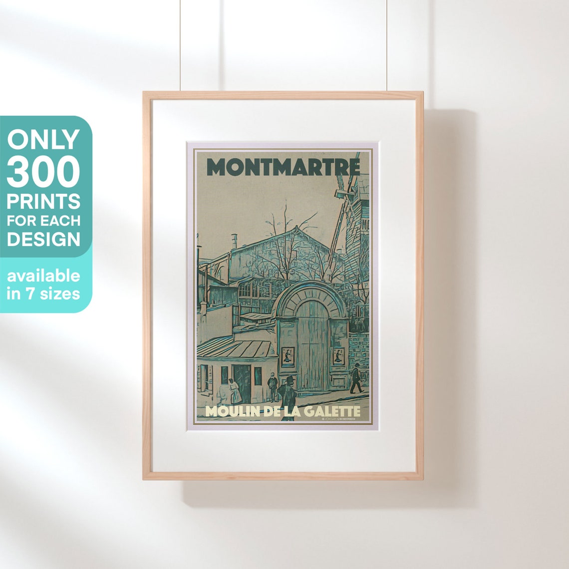 Montmartre Moulin de la Galette Paris Windmill Vintage Travel Poster - Image 3