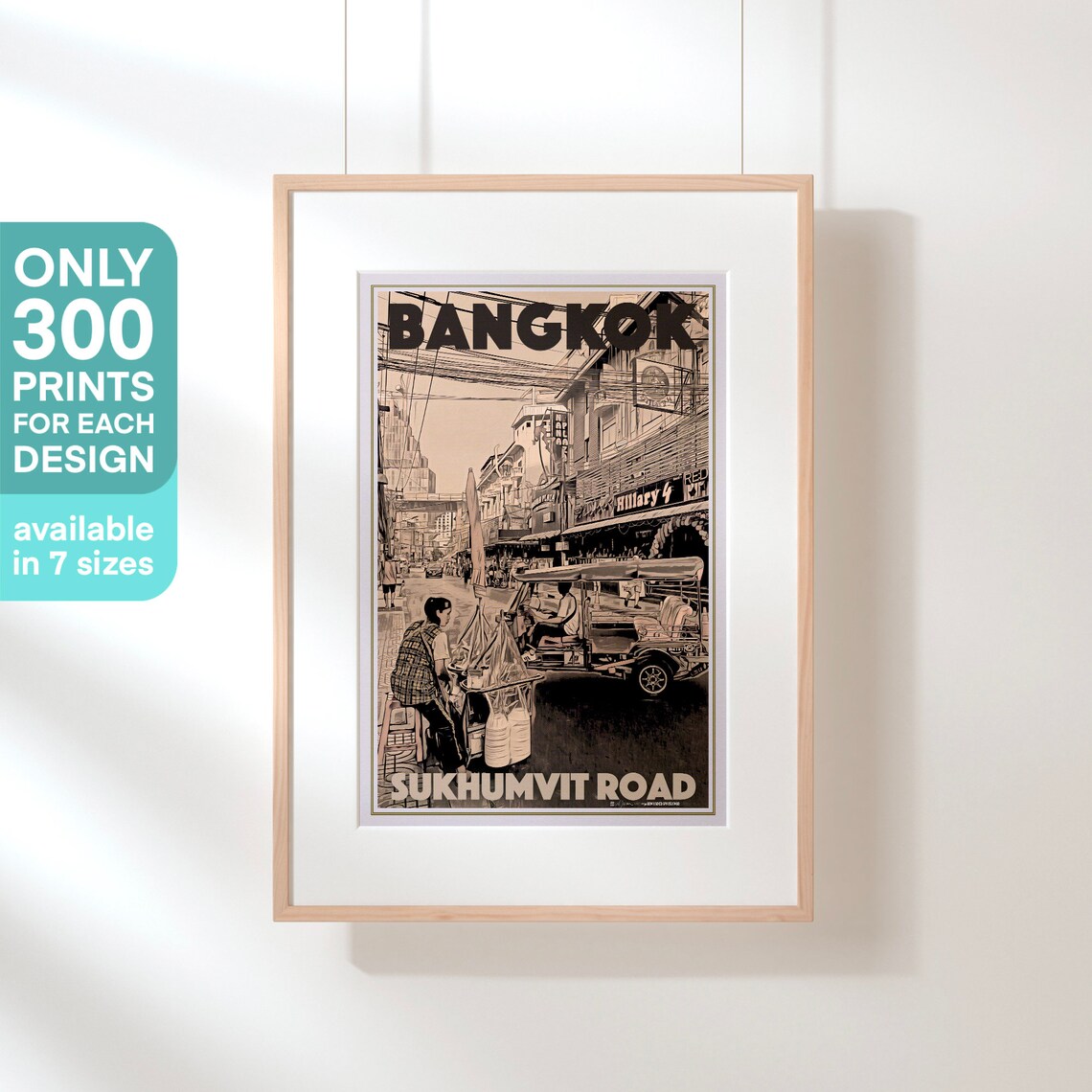Bangkok Thailand Retro Travel Poster Sukhumvit Road Tuk Tuk Street - Image 3