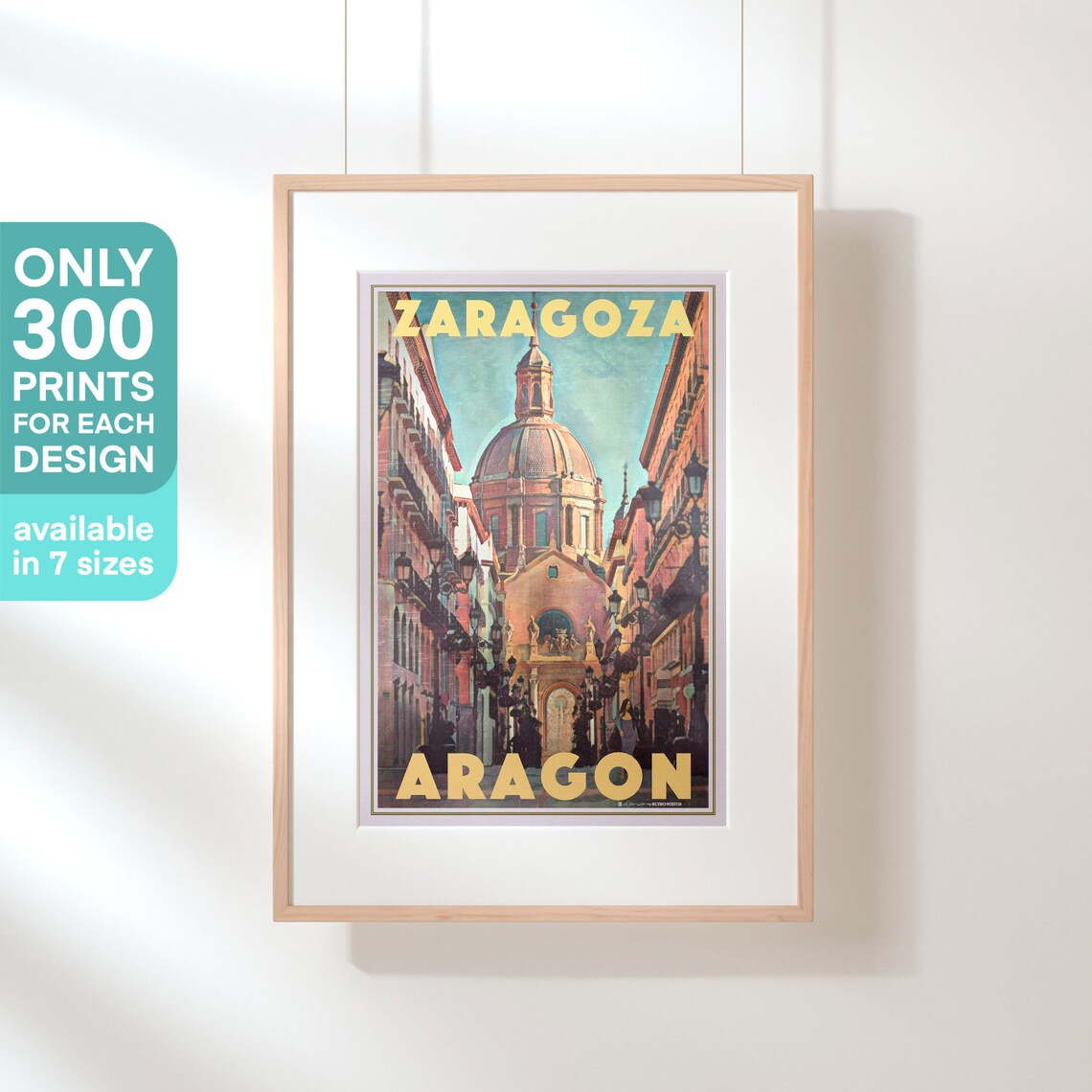 Zaragoza Aragon Vintage Travel Poster Spain Cathedral Dome Art - Image 3