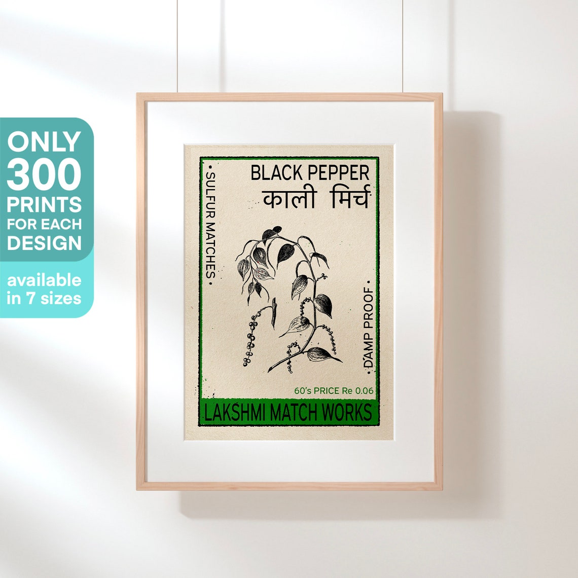 Black Pepper Spice Vine Vintage Indian Matchbox Label Art Poster - Image 3