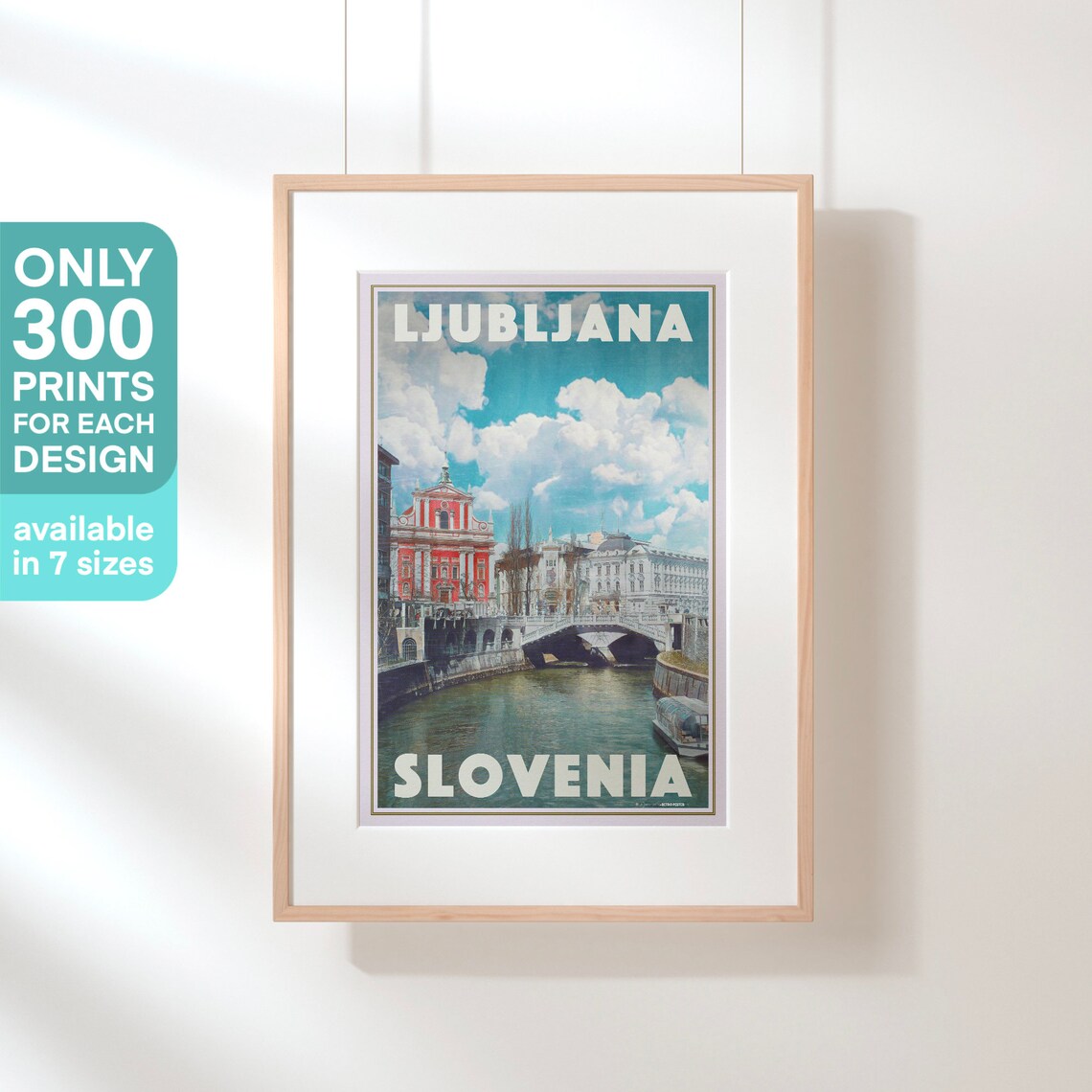 Ljubljana Slovenia Riverside Old Town Bridge Retro Travel Poster - Image 3