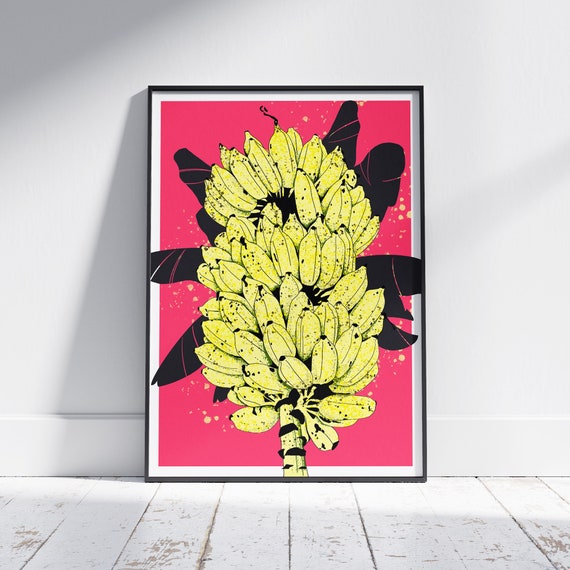 Banana Poster The Drip By Cha X Vintage Exotics Limited Edition Banana Print Thai Pop Art Banana Decoration Gift Pink And Yellow
