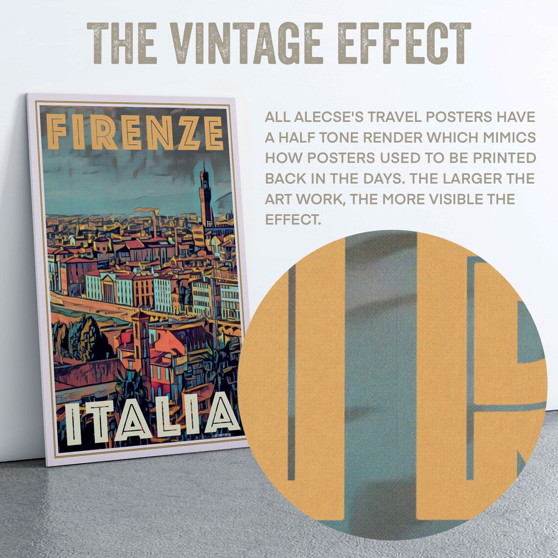 Florence Palazzo Vecchio Skyline Italia Vintage Travel Poster - Image 2