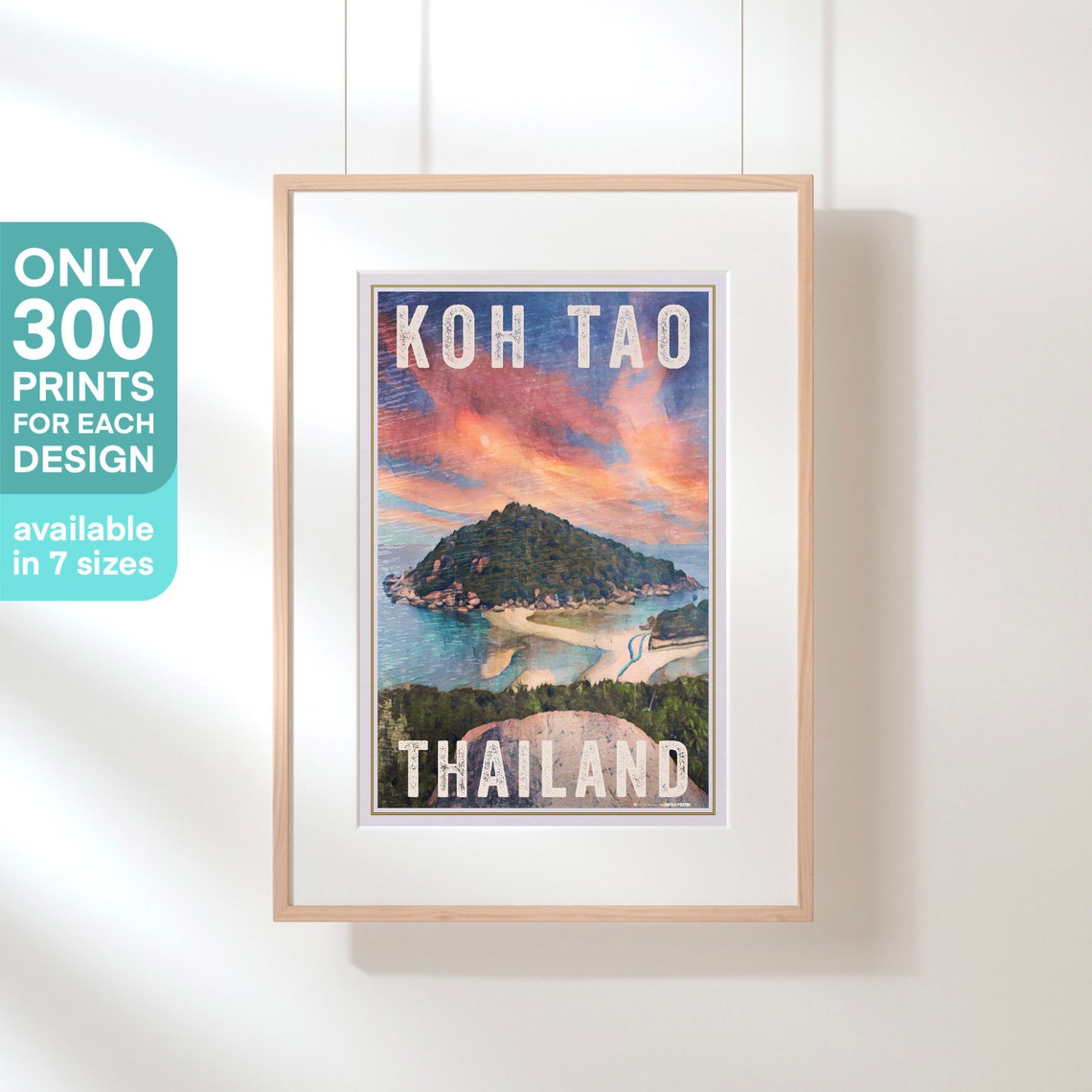 Koh Tao Thailand Island Sunset Panorama Tropical Bay Travel Poster - Image 3