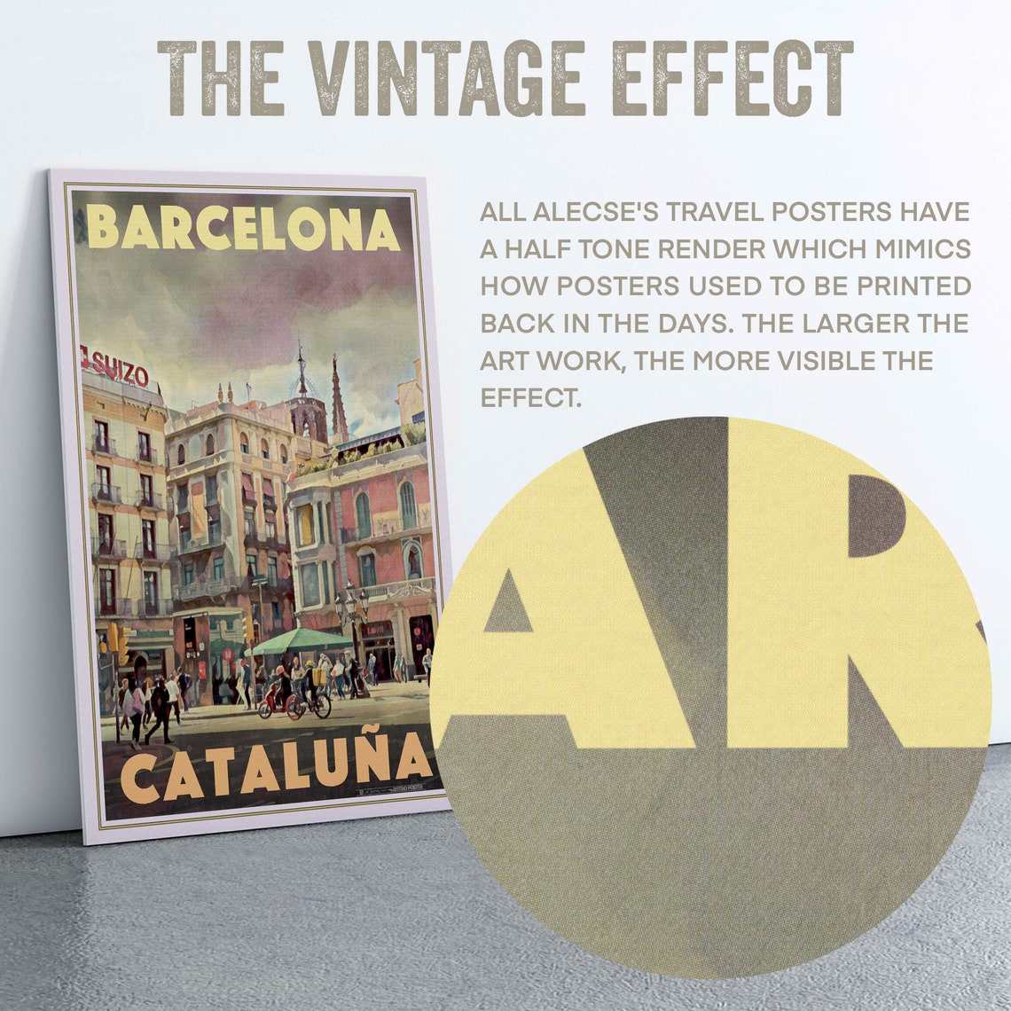 Barcelona Cataluna Bustling City Square Spain Vintage Travel Poster - Image 2