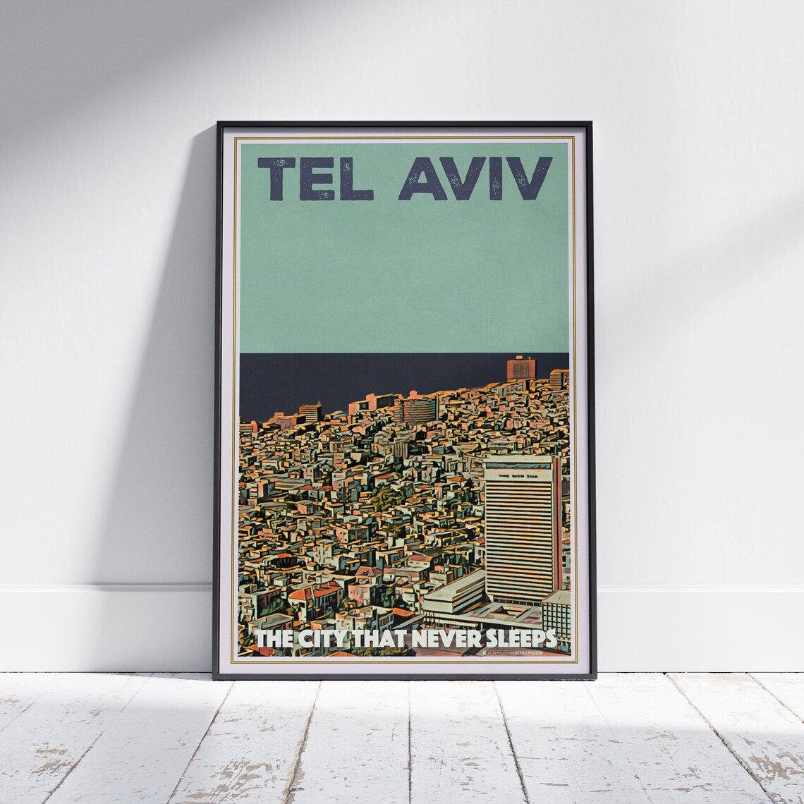 Tel Aviv Israel City That Never Sleeps Skyline Travel Poster
