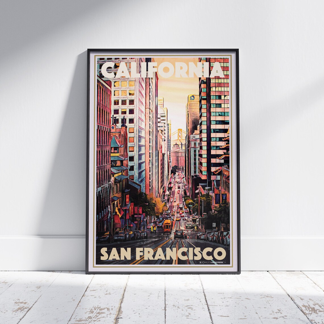 San Francisco California Street Cable Car Vintage Travel Poster