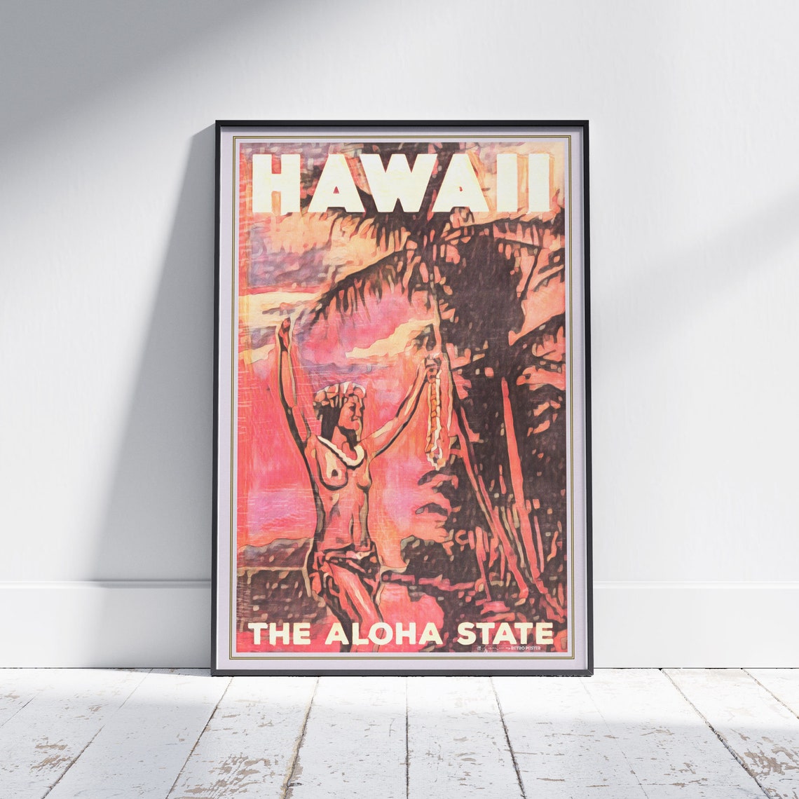 Hawaii Poster The Aloha State By Alecse Limited Edition Hawaii Travel Poster Aloha Poster Poster Of An Hawaiian Girl Man Cave Gift