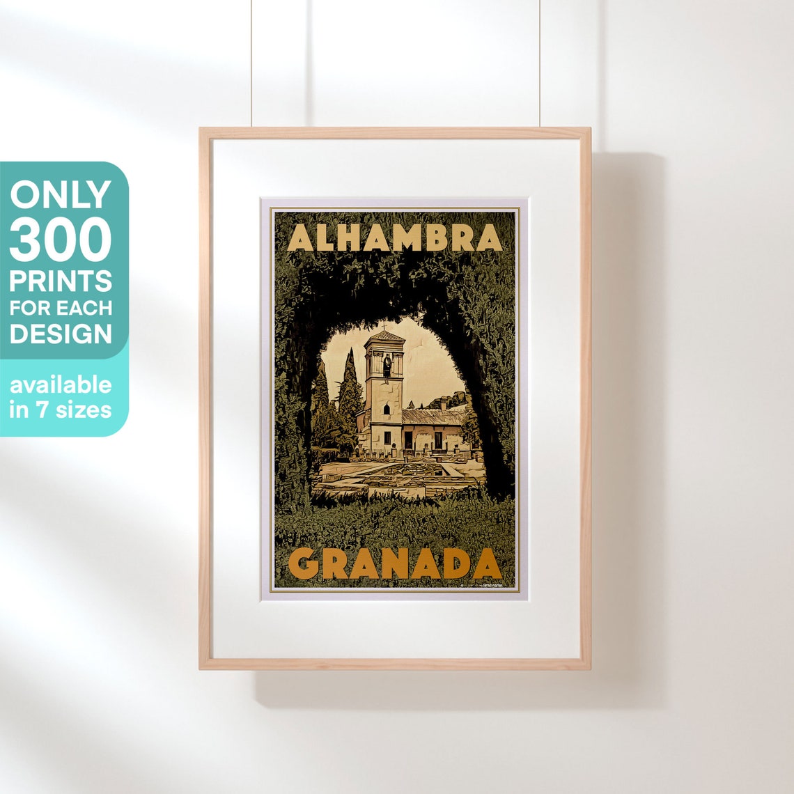 Alhambra Granada Garden Arch Tower Moorish Vintage Travel Poster - Image 3