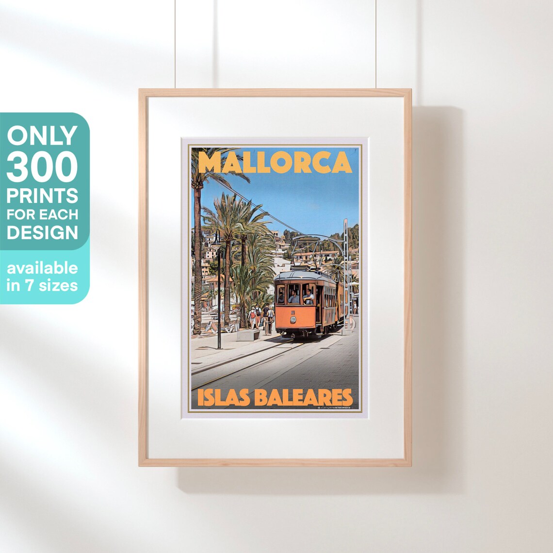 Mallorca Vintage Orange Tram Promenade Travel Poster Balearic Islands - Image 3