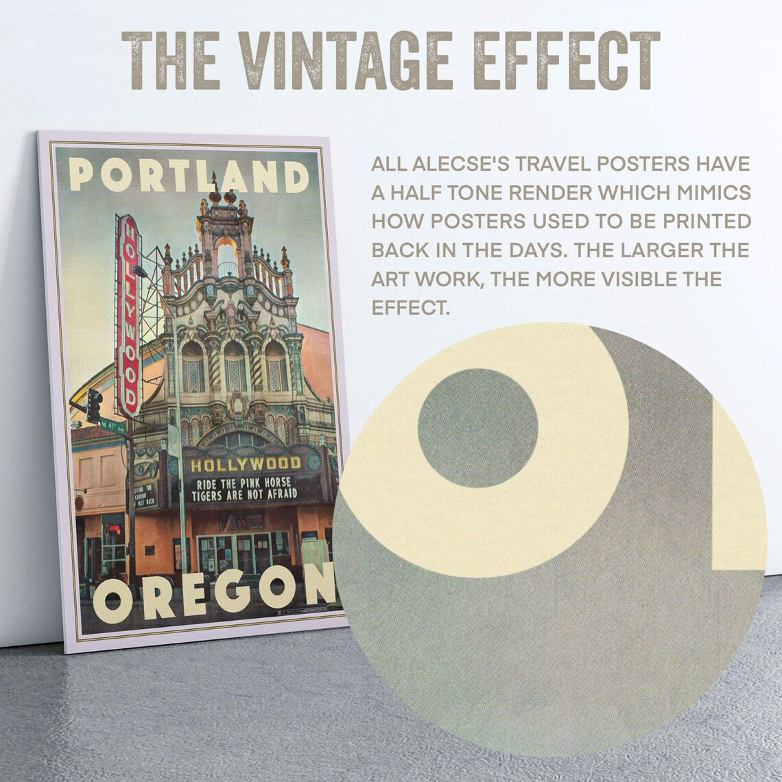 Portland Oregon Hollywood Theatre Marquee Retro Cinema Travel Poster - Image 2