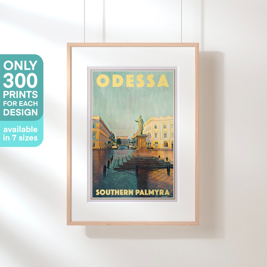 Odessa Southern Palmyra Statue Square Ukraine Retro Travel Poster - Image 3