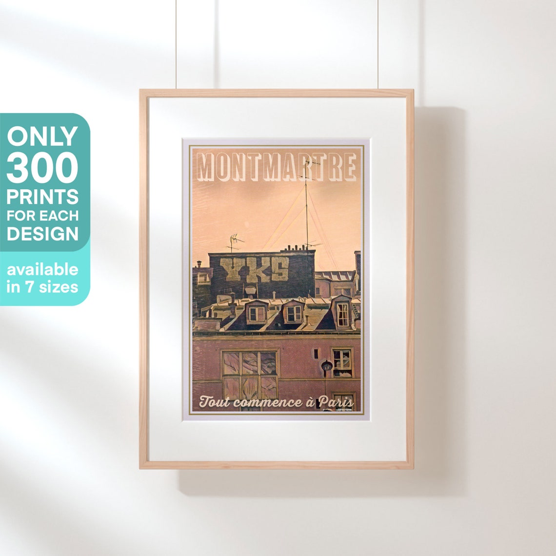 Montmartre Paris Rooftops Tout Commence A Paris Vintage Travel Poster - Image 3