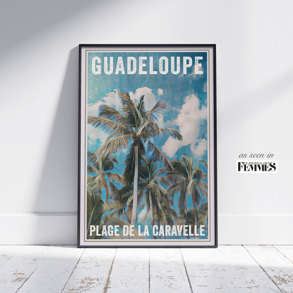Guadeloupe Plage de la Caravelle Palm Trees Beach Travel Poster