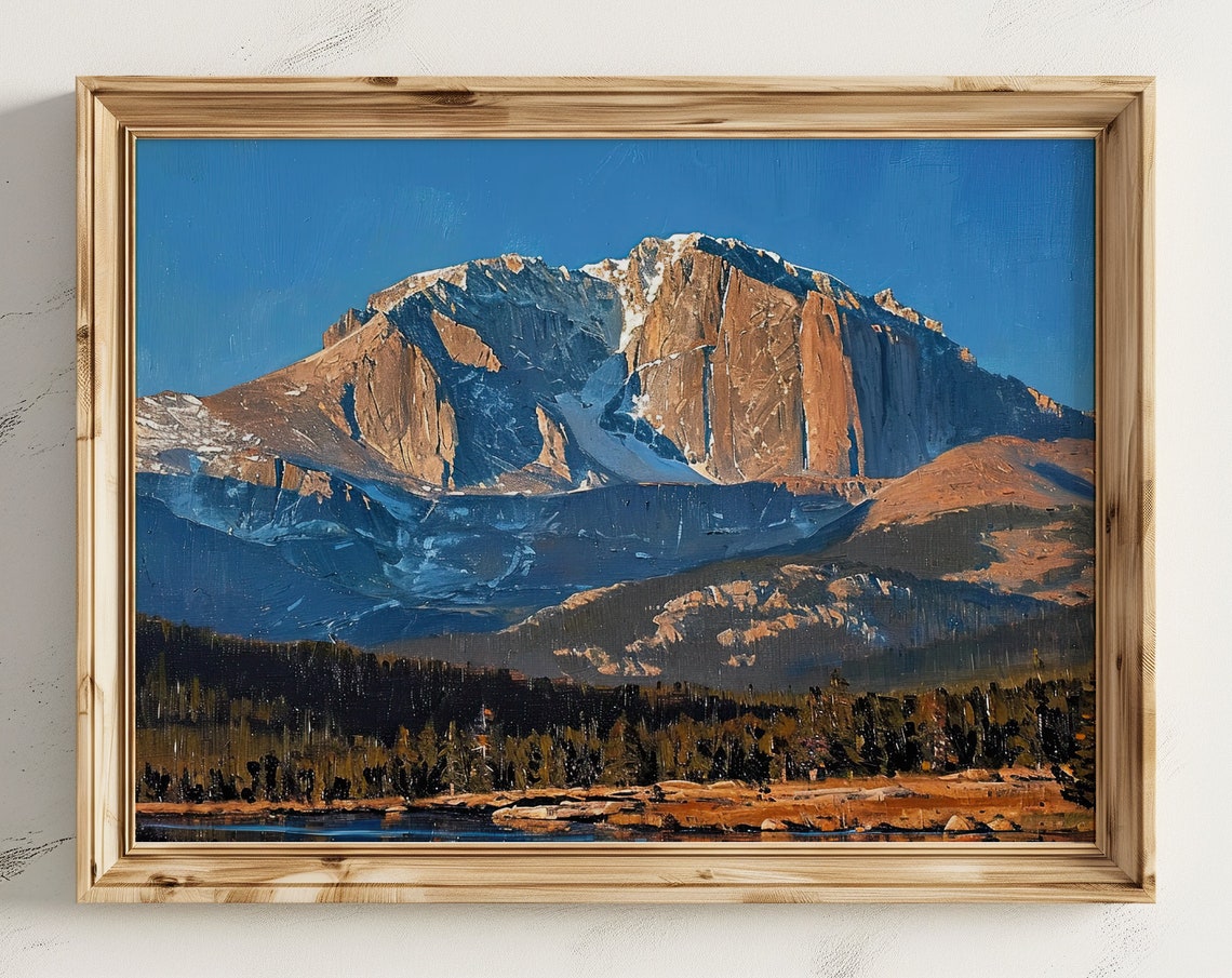 Longs Peak Granite Summit in Golden Light Majestic Mountain Poster