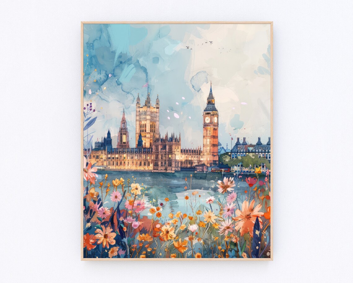 London Painting Uk Wall Art London Wall Art England Landscape Poster Europe Poster Travel Gift P557