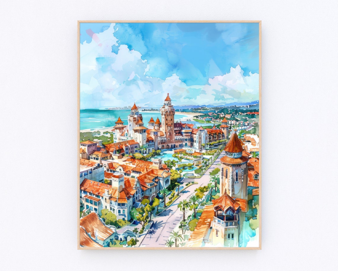 Hotel Del Coronado Island Painting San Diego Art Print California Landscape Poster Usa Travel Poster Travel Gift P552