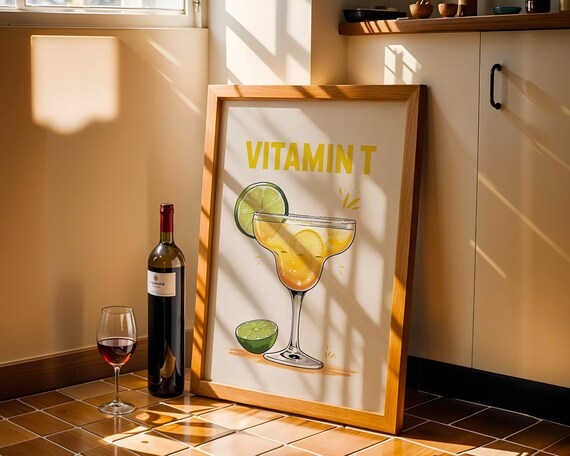 Vitamin T Margarita Cocktail Sunny Minimalist Kitchen Bar Art Poster