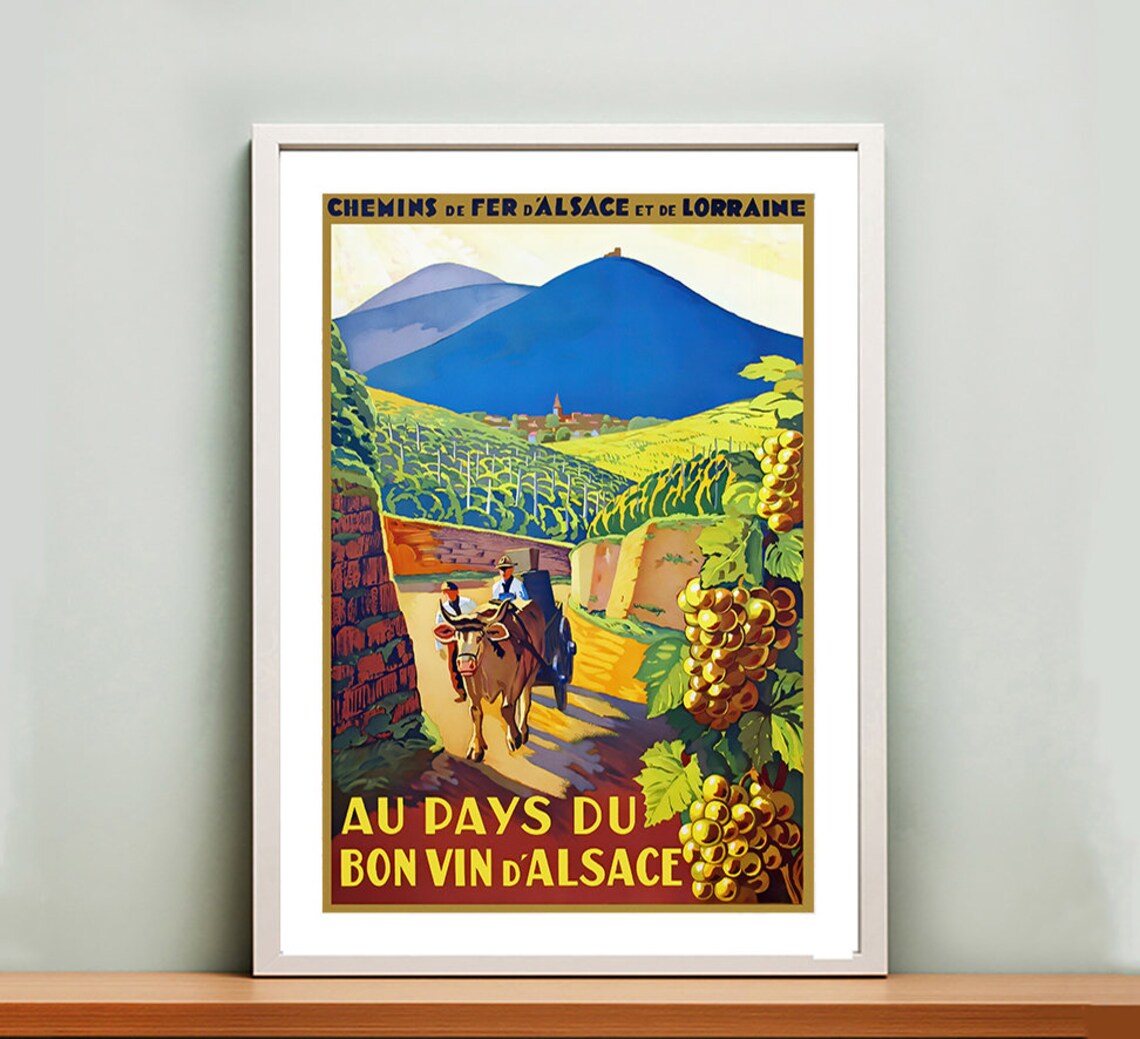 Au Pays Du Bon Vin D'Alsace France Vintage Travel Poster