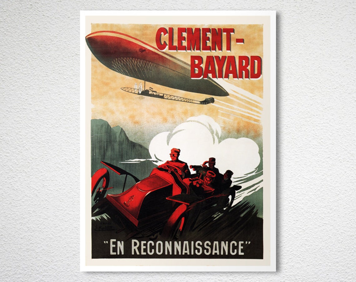 Clement Bayard En Reconnaissance Dirigible Vintage Race Car Poster - Image 2